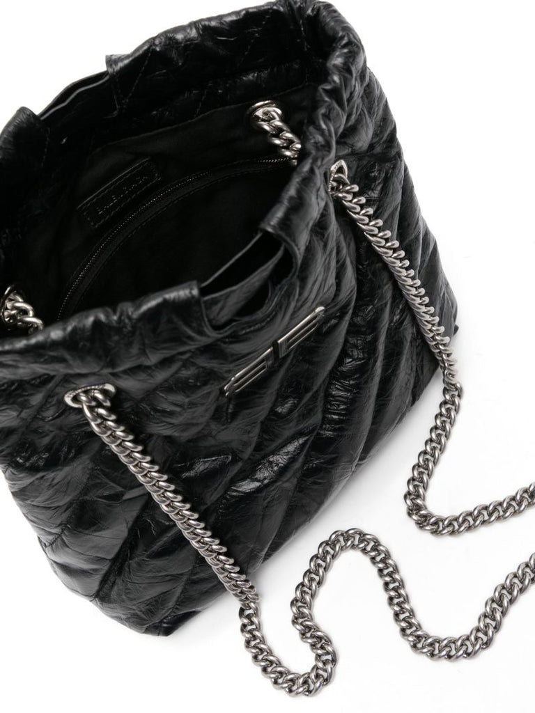 Black Crush Small Leather Tote Bag
