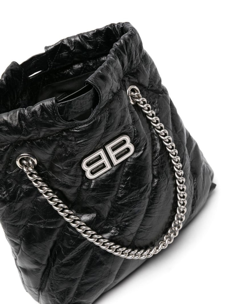 Black Crush Small Leather Tote Bag