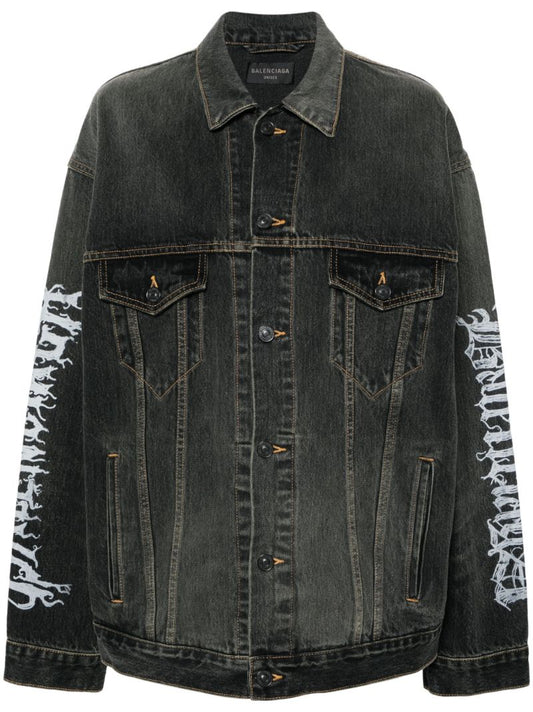 Black Diy Metal Denim Jacket