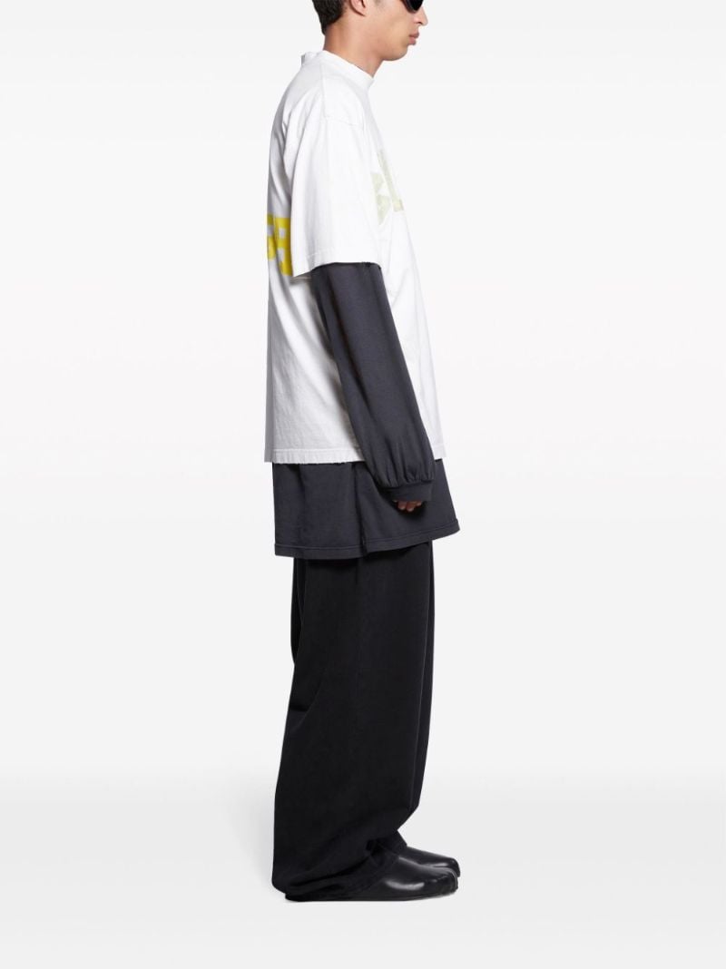 White Tape Type Cotton T-shirt