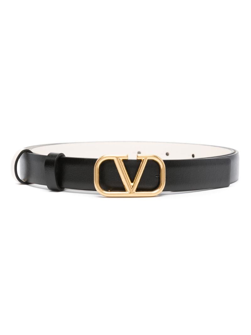 Black Vlogo Signature Reversible Leather Belt