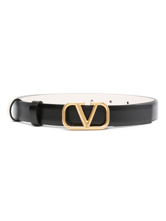 Black Vlogo Signature Reversible Leather Belt