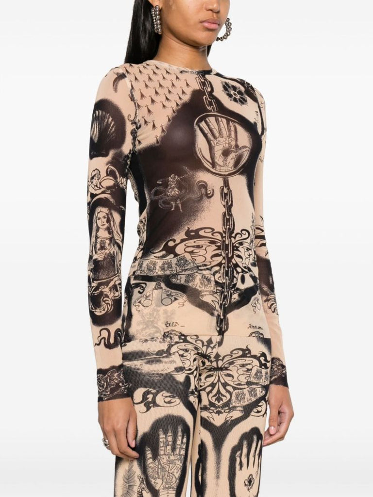 Neutral Heraldique-print Top