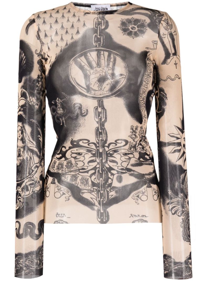 Neutral Heraldique-print Top