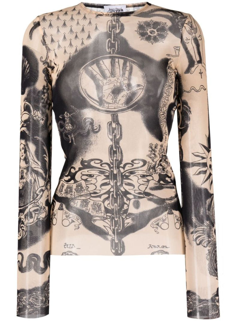Neutral Heraldique-print Top