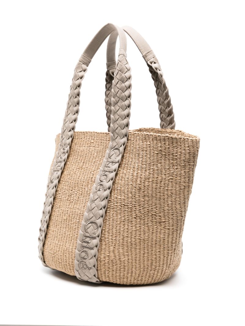 Neutral Woody Raffia Tote Bag