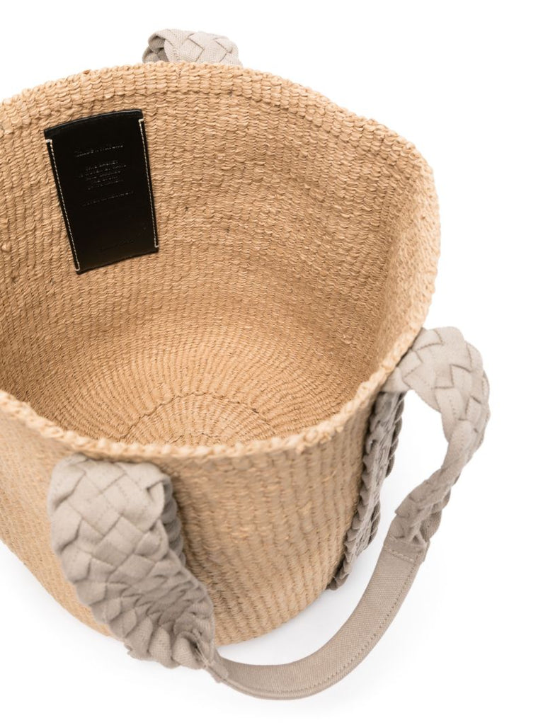 Neutral Woody Raffia Tote Bag