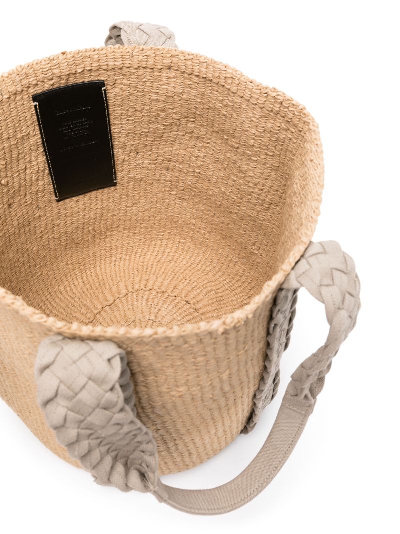 Neutral Woody Raffia Tote Bag