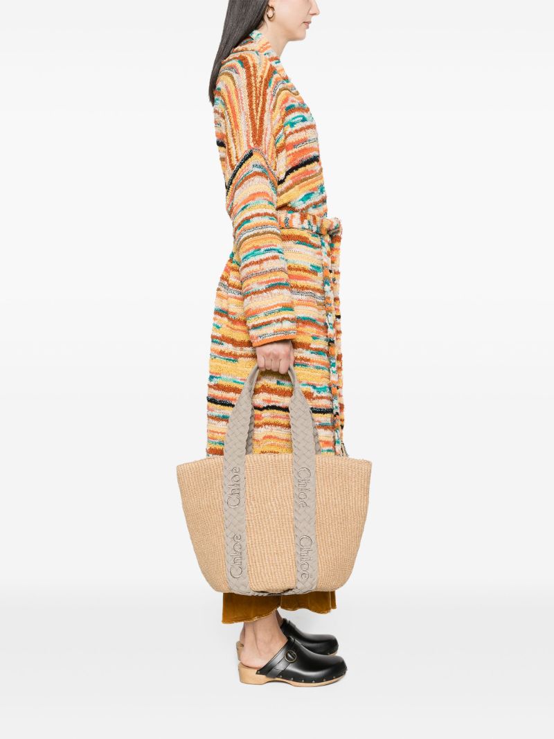 Neutral Woody Raffia Tote Bag