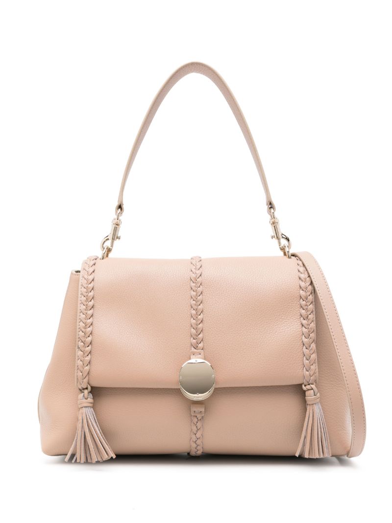 Neutral Penelope Leather Shoulder Bag
