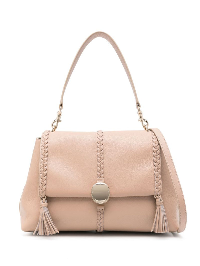 Neutral Penelope Leather Shoulder Bag