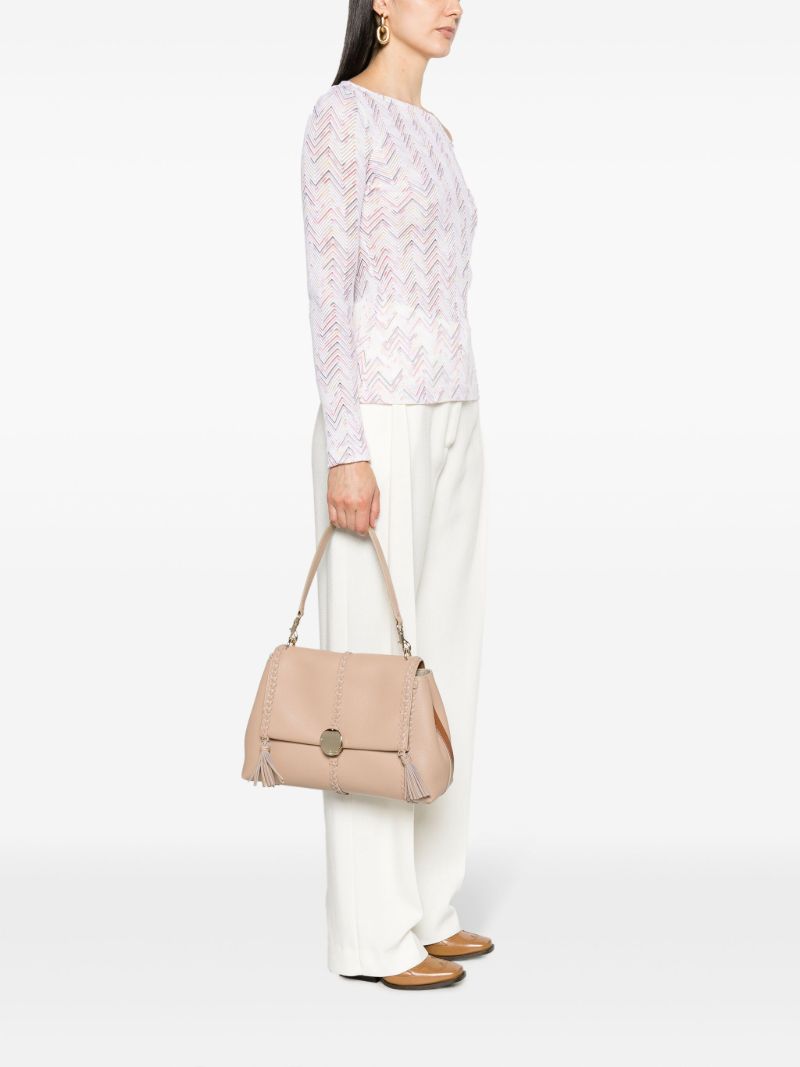 Neutral Penelope Leather Shoulder Bag