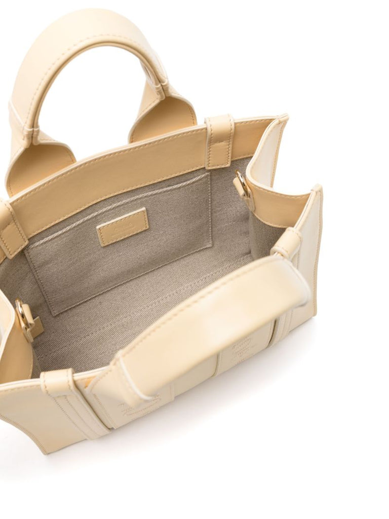 Yellow Woody Small Leather Tote Bag