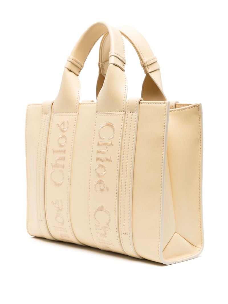 Yellow Woody Small Leather Tote Bag
