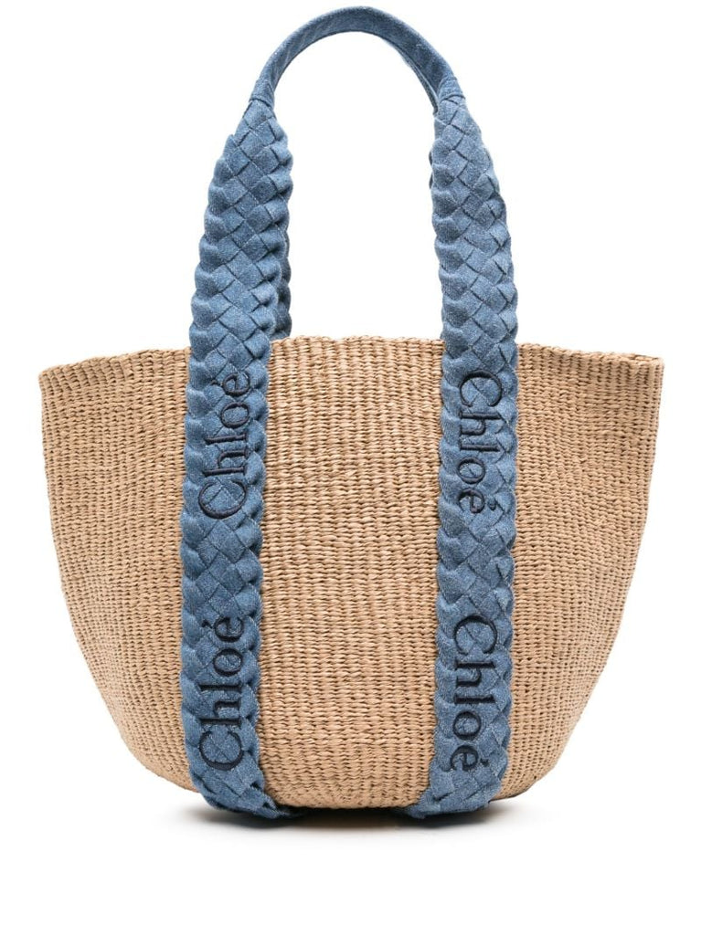Neutral Woody Basket Large Tote Bag