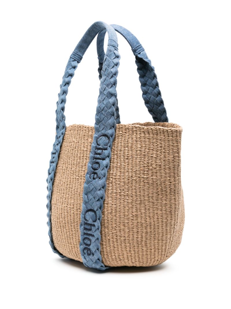 Neutral Woody Basket Large Tote Bag