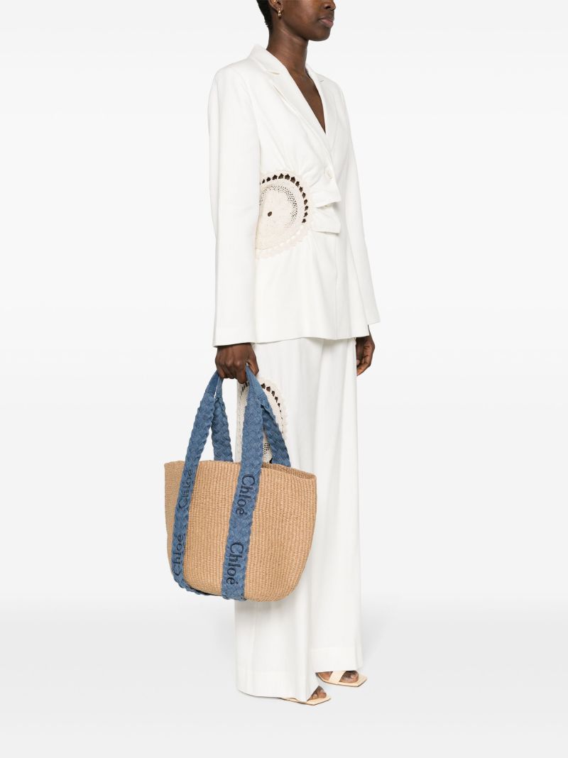Neutral Woody Basket Large Tote Bag