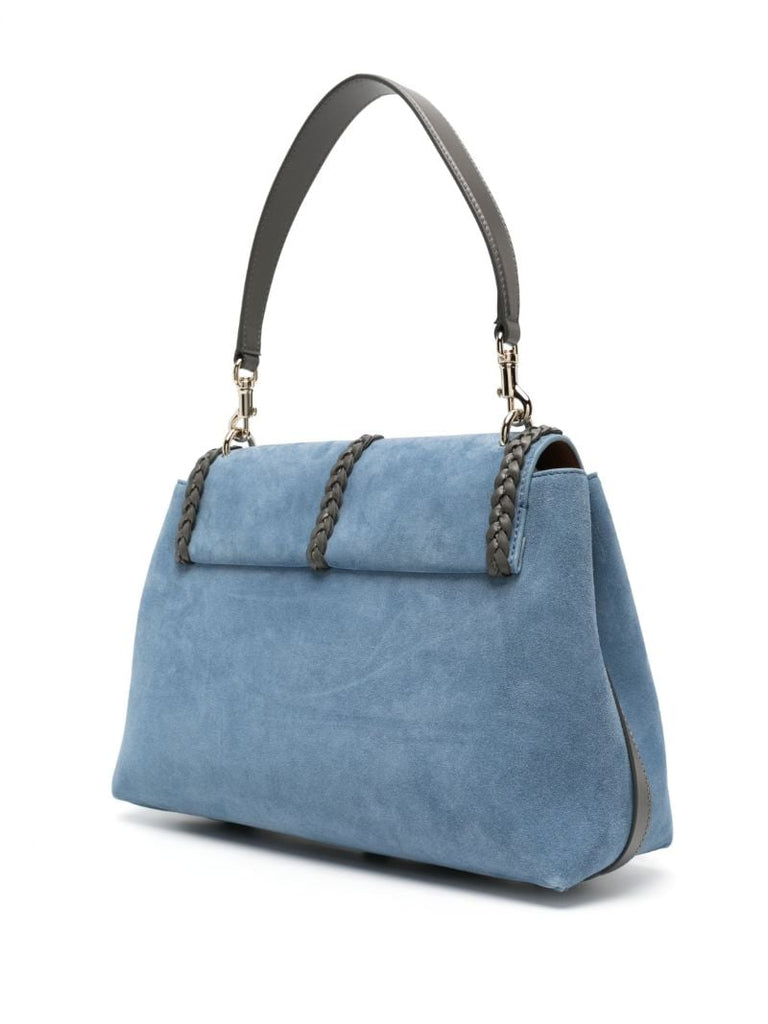 Blue Penelope Suede Shoulder Bag