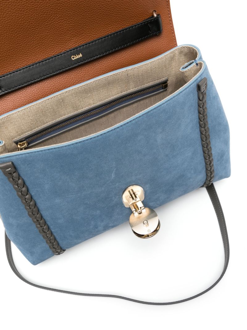 Blue Penelope Suede Shoulder Bag