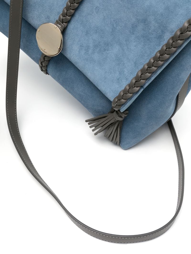 Blue Penelope Suede Shoulder Bag