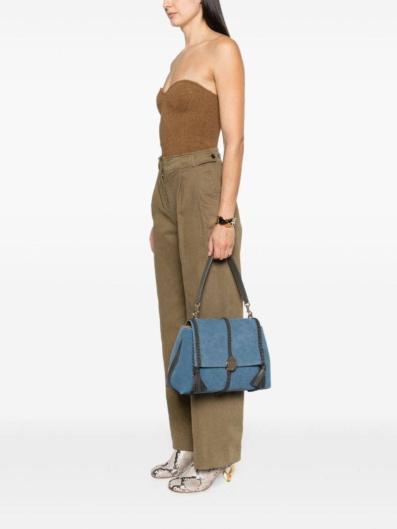 Blue Penelope Suede Shoulder Bag