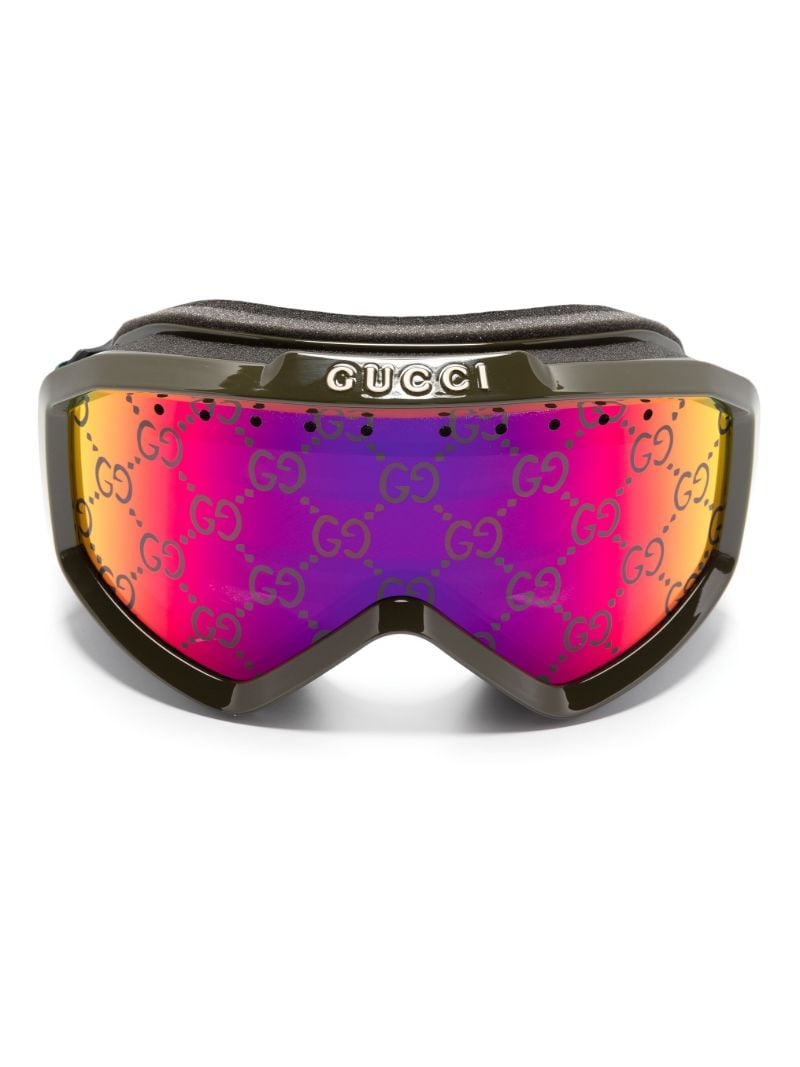 Green Gg-monogram Web-strap Ski Goggles