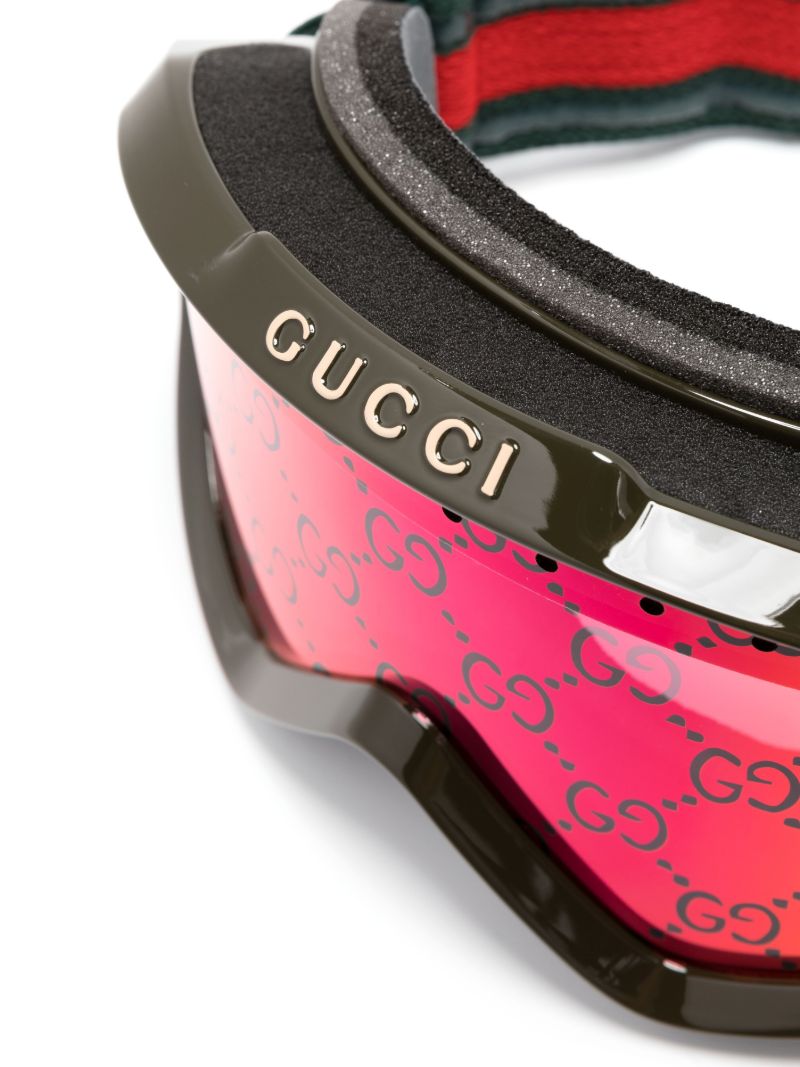 Green Gg-monogram Web-strap Ski Goggles