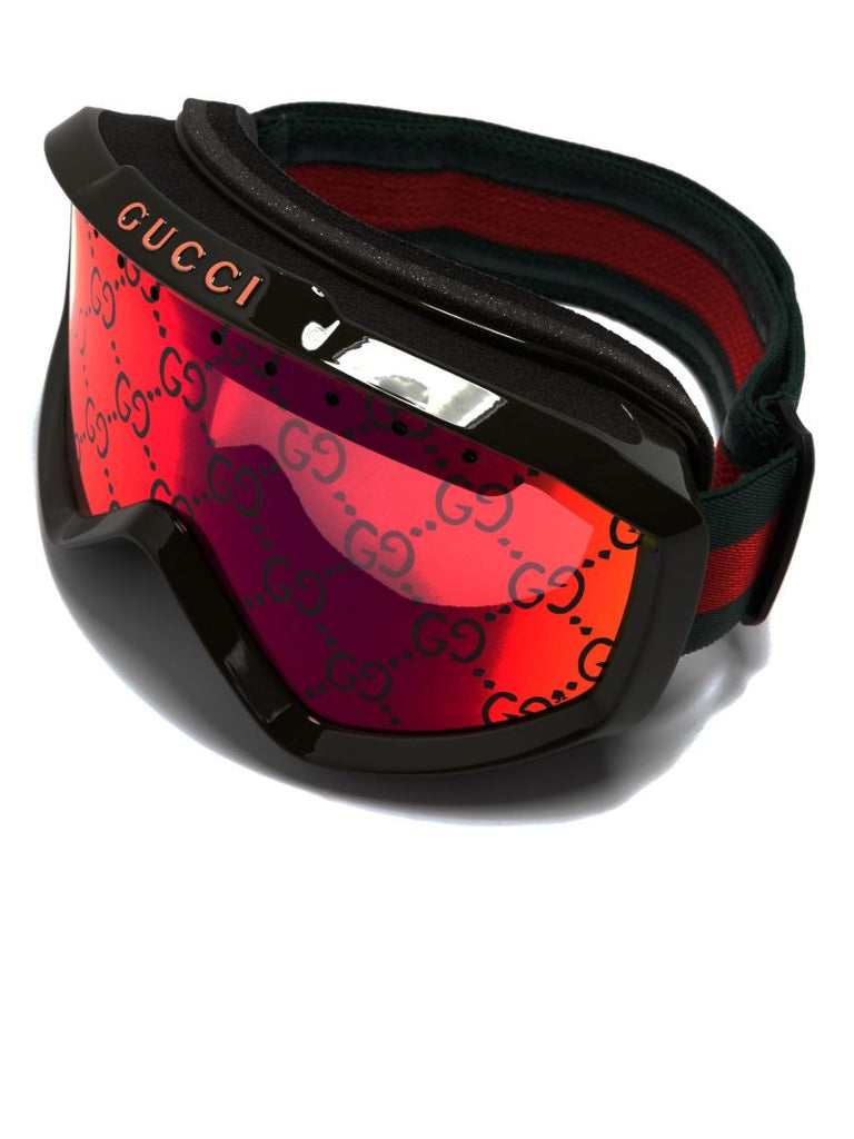 Green Gg-monogram Web-strap Ski Goggles