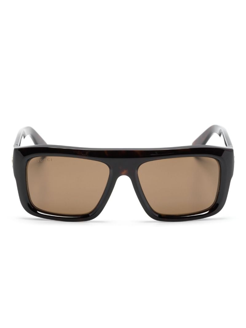 Brown Tortoiseshell Rectangle Frame Sunglasses