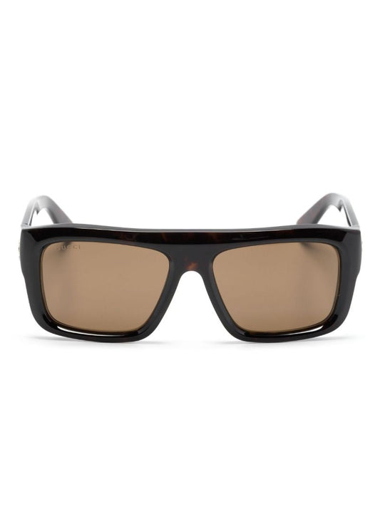 Brown Tortoiseshell Rectangle Frame Sunglasses