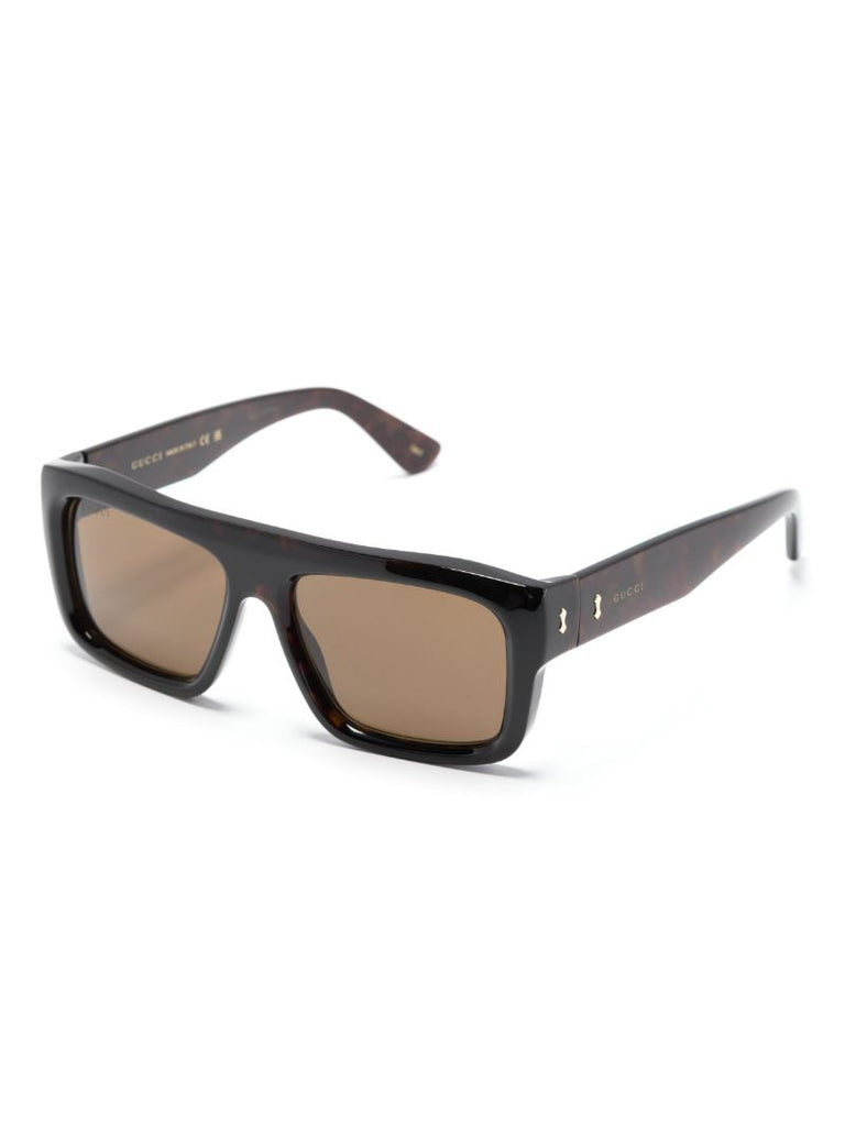 Brown Tortoiseshell Rectangle Frame Sunglasses