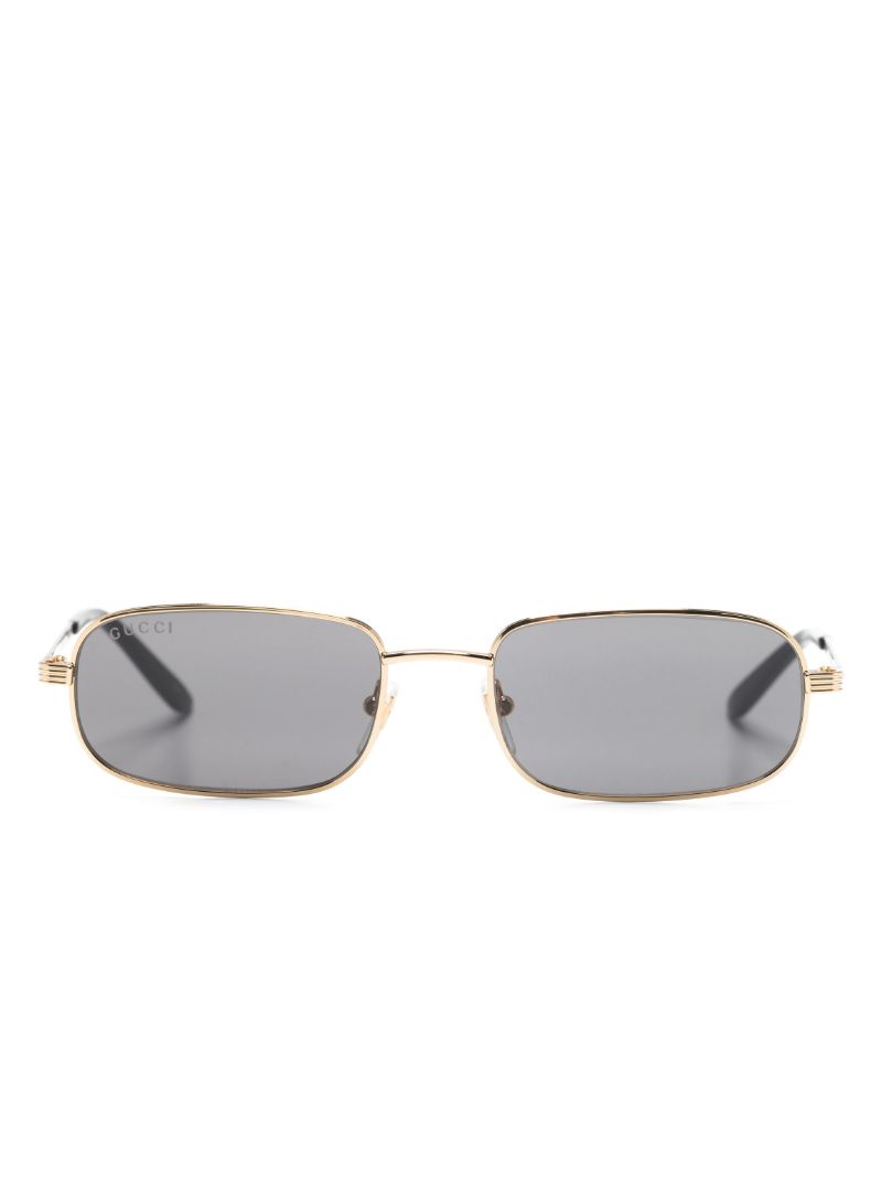 Gold-tone Rectangle-frame Metal Sunglasses