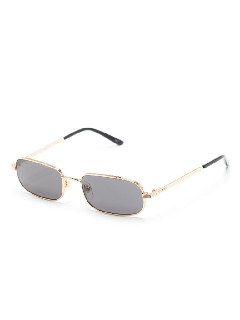 Gold-tone Rectangle-frame Metal Sunglasses