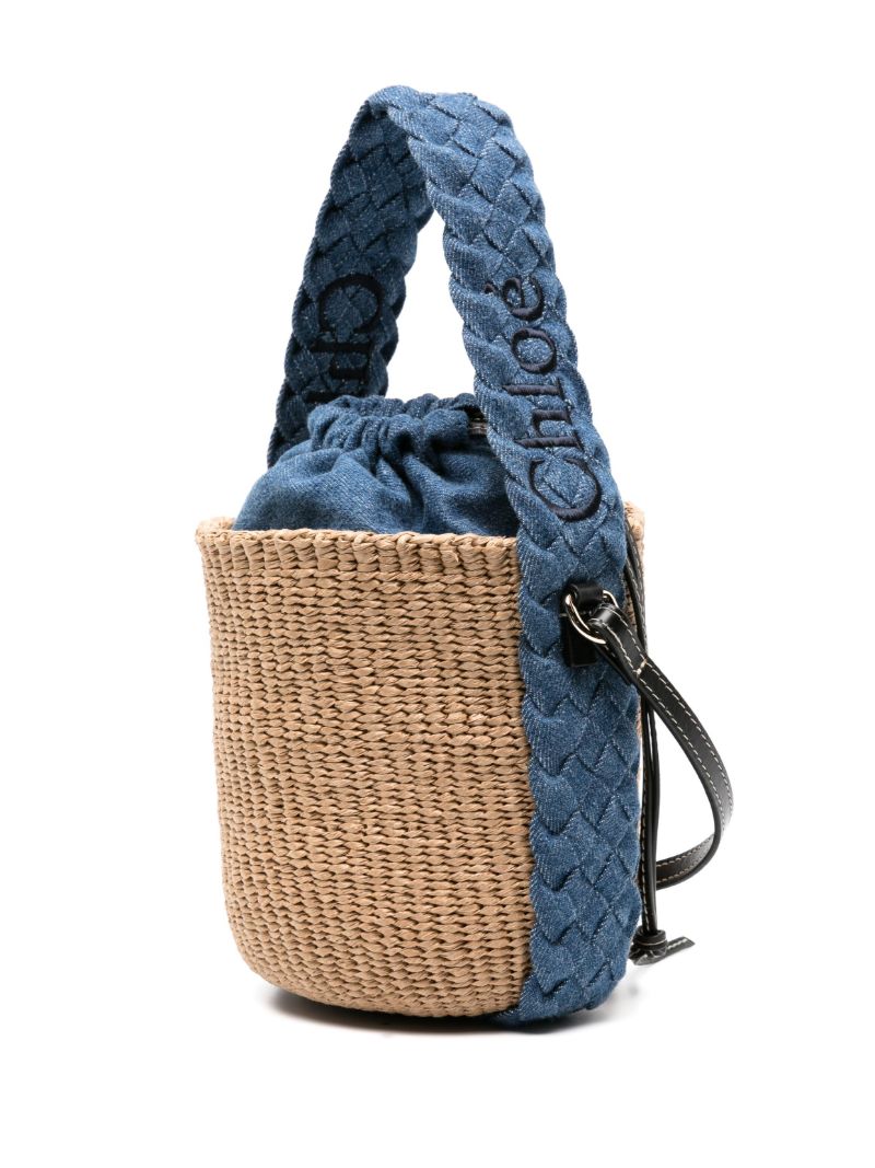 Neutral Woody Raffia Bucket Bag