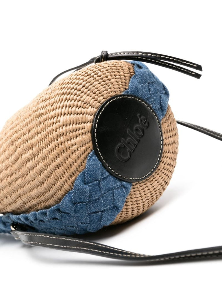 Neutral Woody Raffia Bucket Bag
