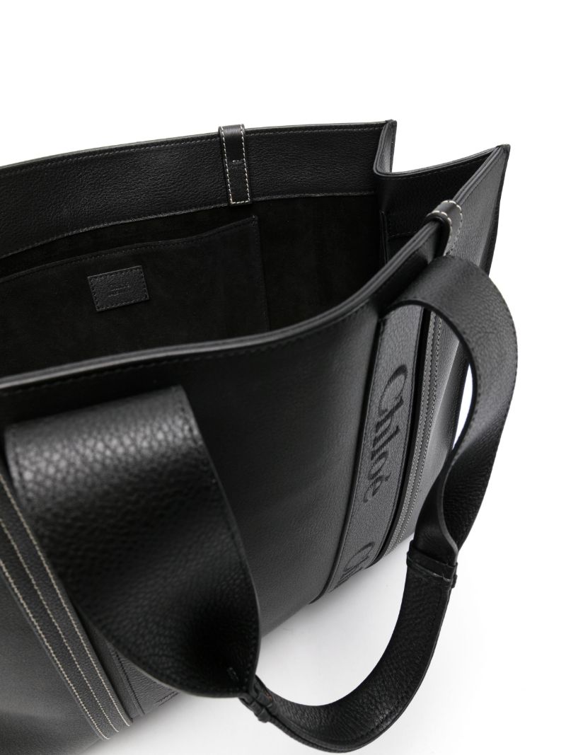 Black Woody Large Leather Tote Bag