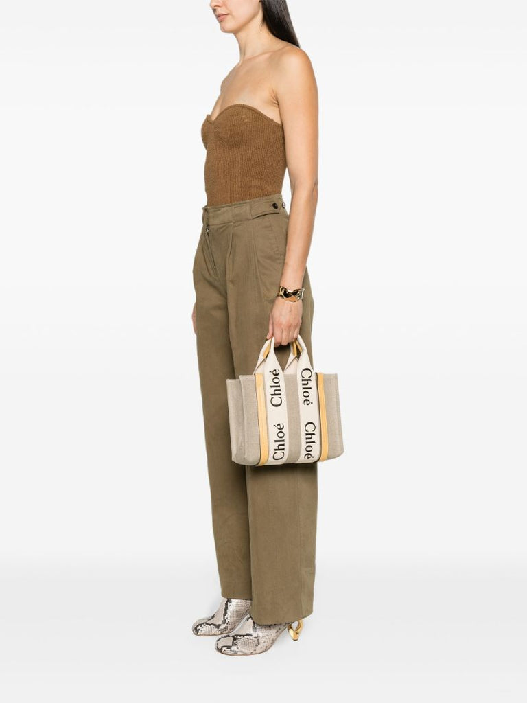 Beige Woody Small  Tote Bag