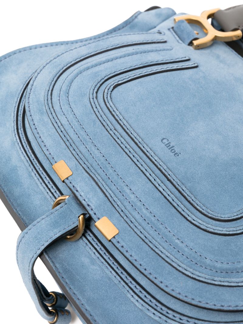 Blue Marcie Double Carry Suede Tote Bag