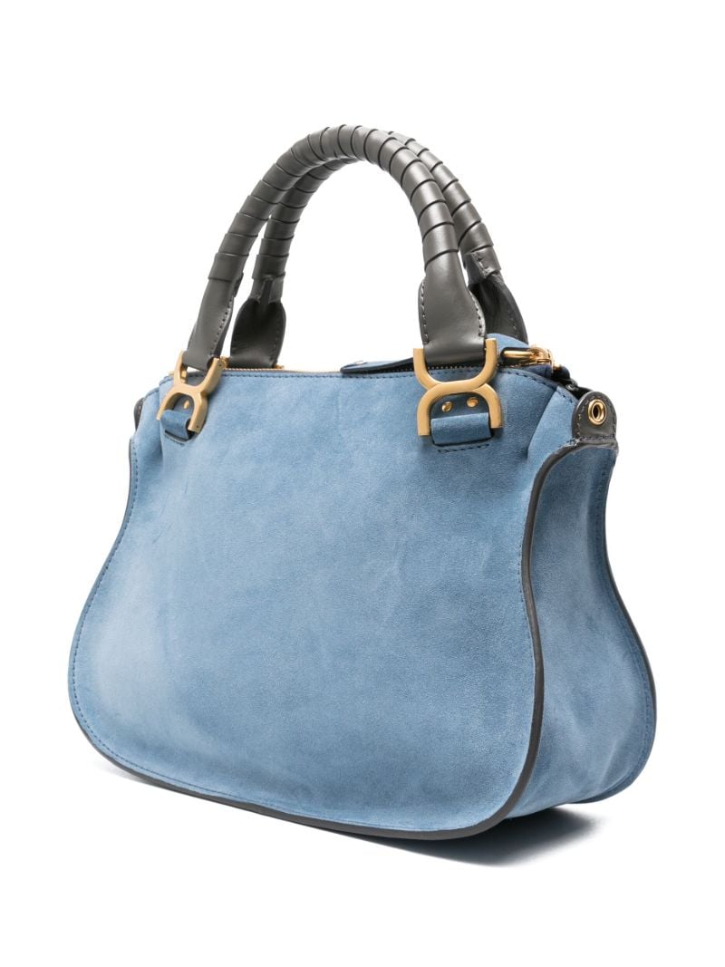 Blue Marcie Double Carry Suede Tote Bag