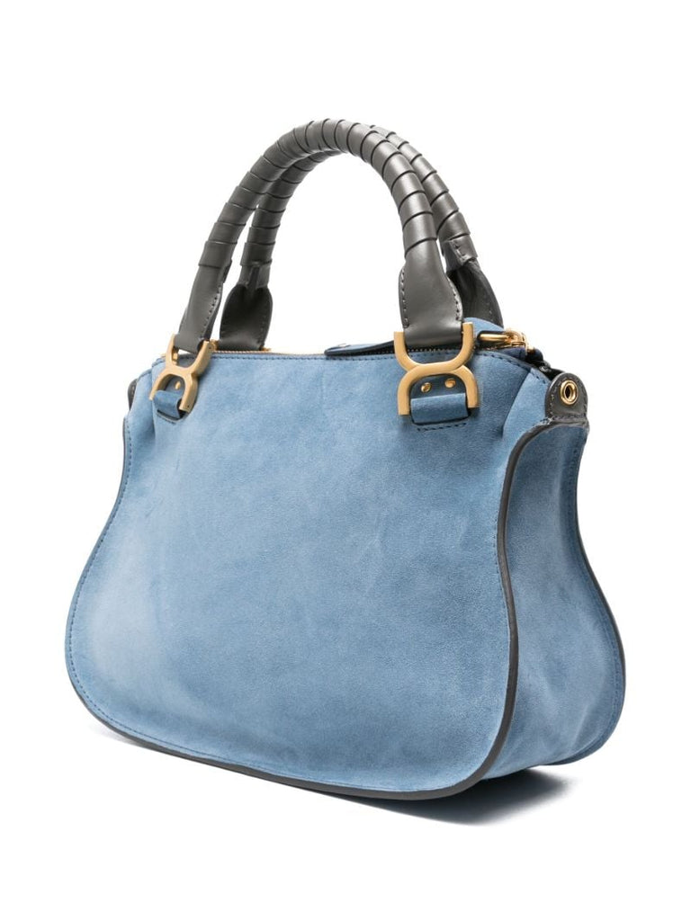 Blue Marcie Double Carry Suede Tote Bag