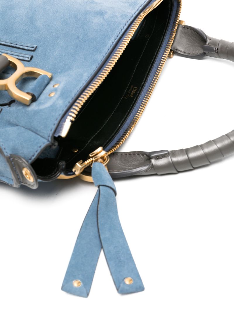 Blue Marcie Double Carry Suede Tote Bag