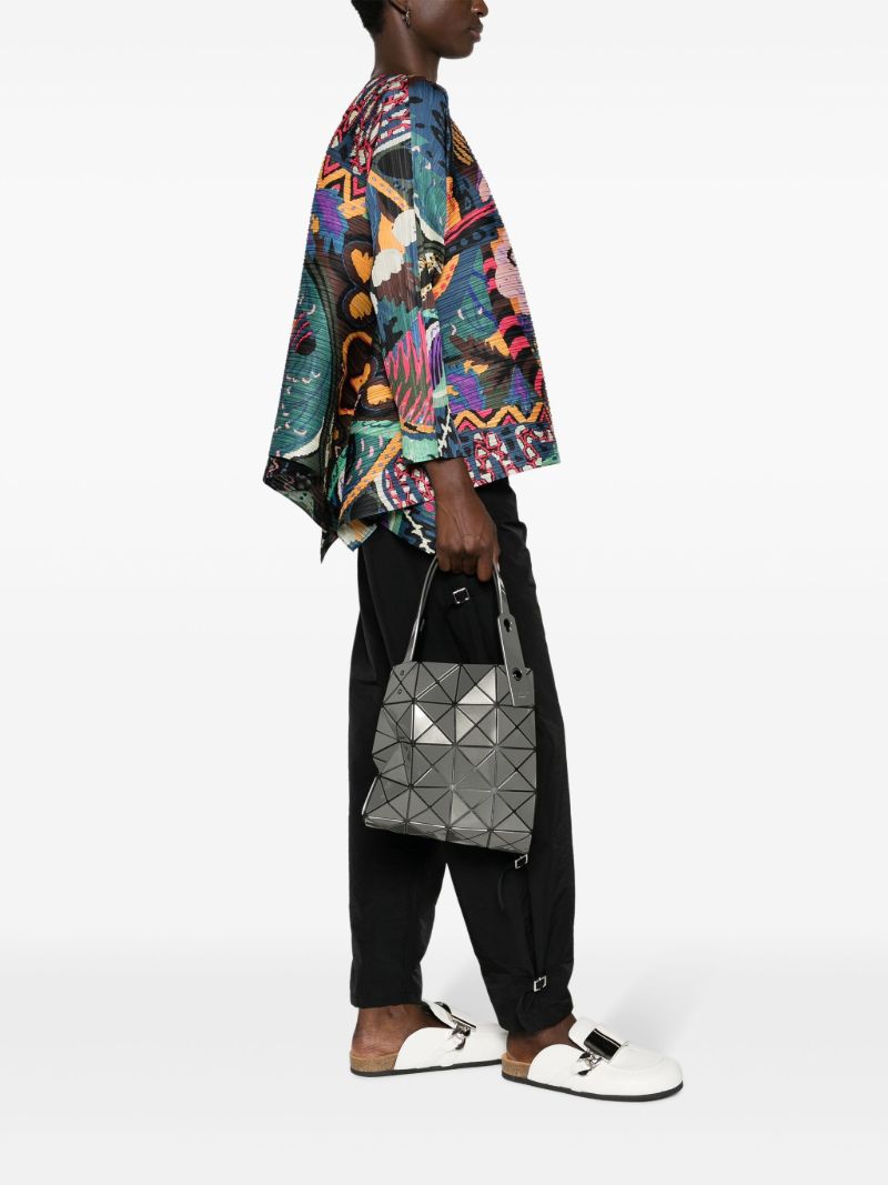 Grey Carat Geometric Panelled Tote Bag