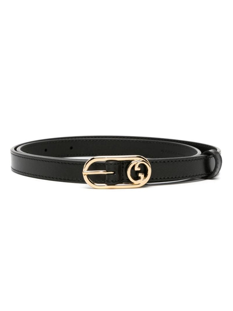 Black Interlocking G Leather Belt