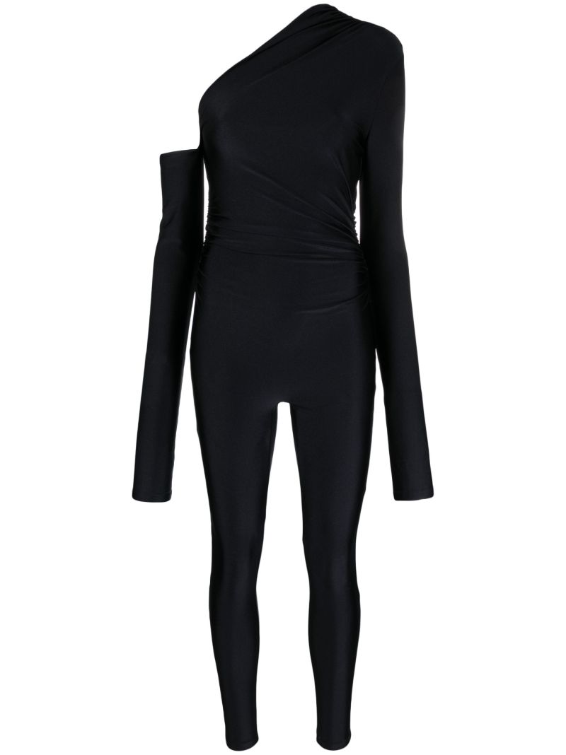 Black Asymmetric One-shoulder Jumpsuit