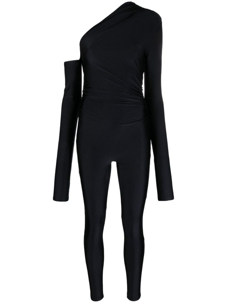 Black Asymmetric One-shoulder Jumpsuit