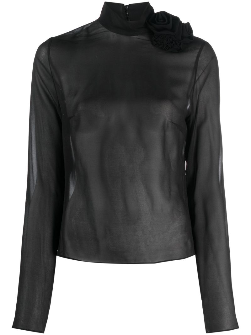 Black Silk Chiffon Blouse