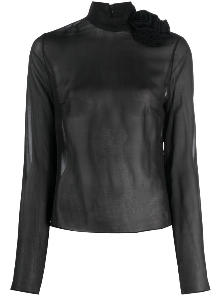 Black Silk Chiffon Blouse