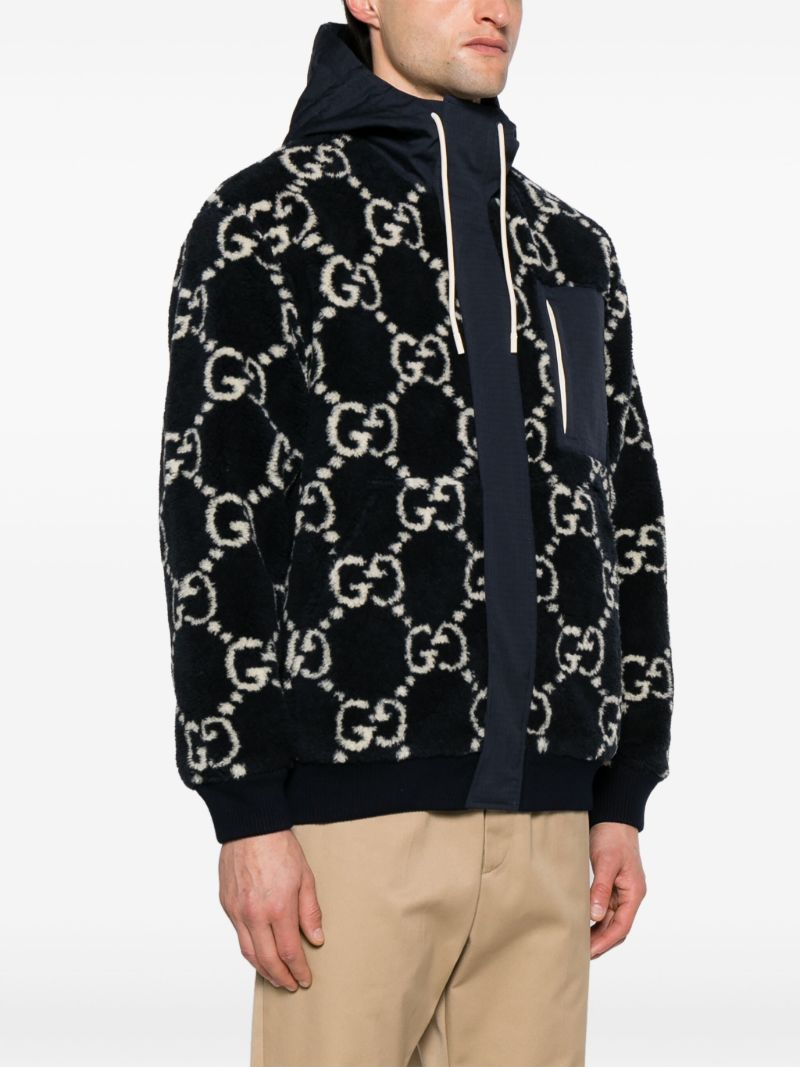 Blue Gg-jacquard Hooded Jacket