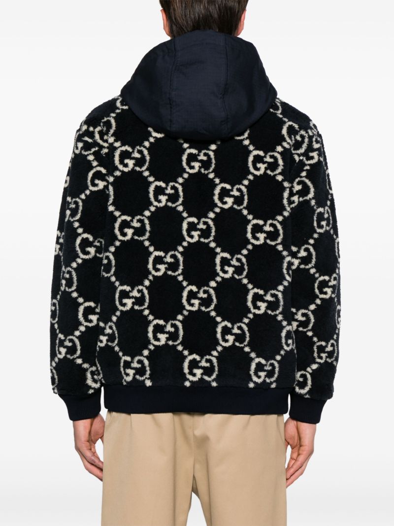 Blue Gg-jacquard Hooded Jacket