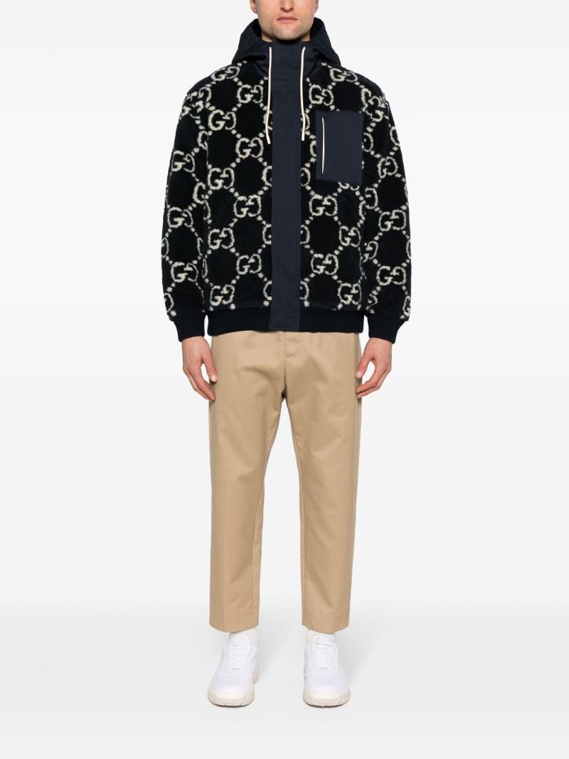 Blue Gg-jacquard Hooded Jacket